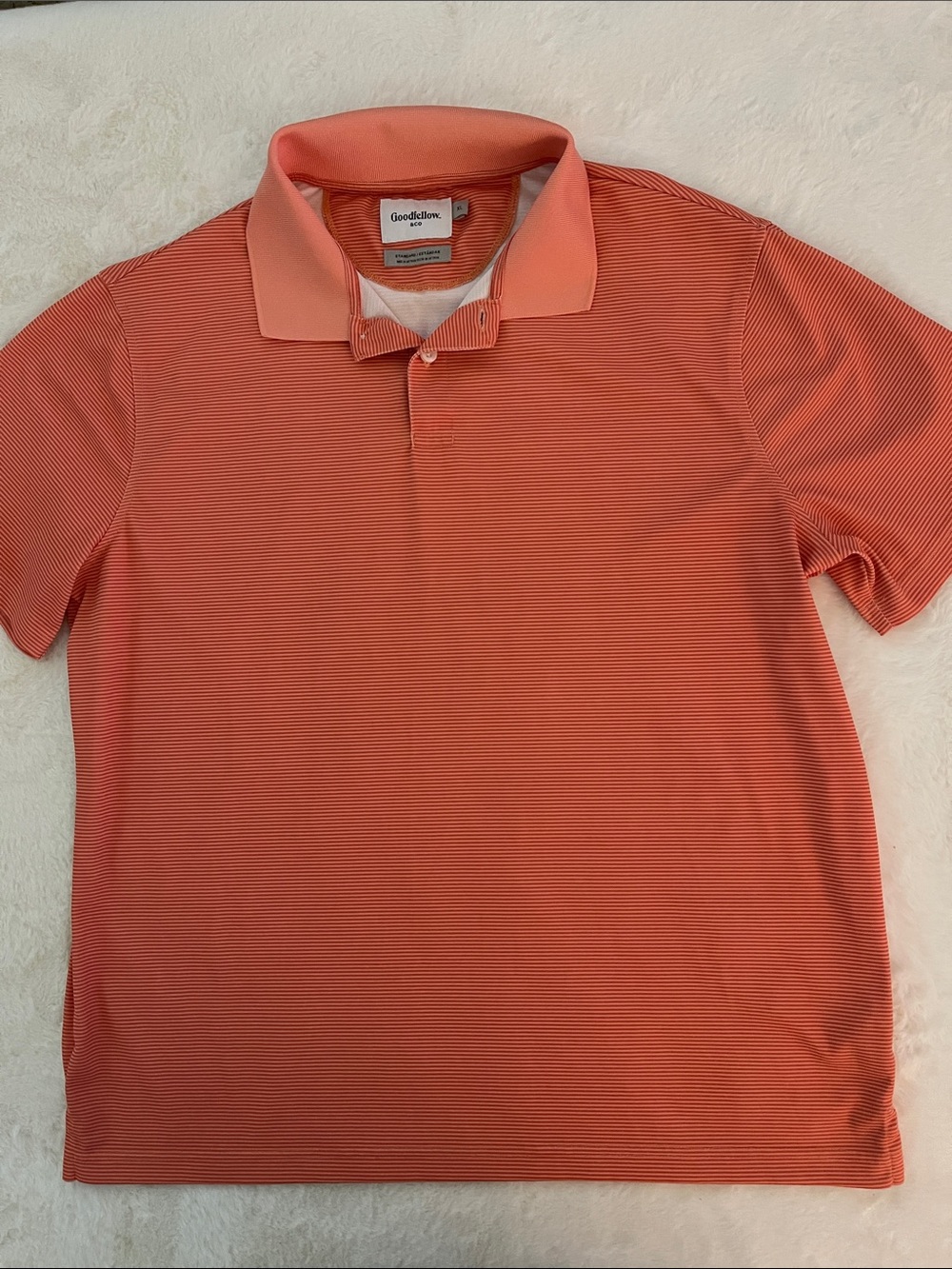 Goodfellow & Co Coral/Orange Striped Polo Shirt Men’s SZ XL